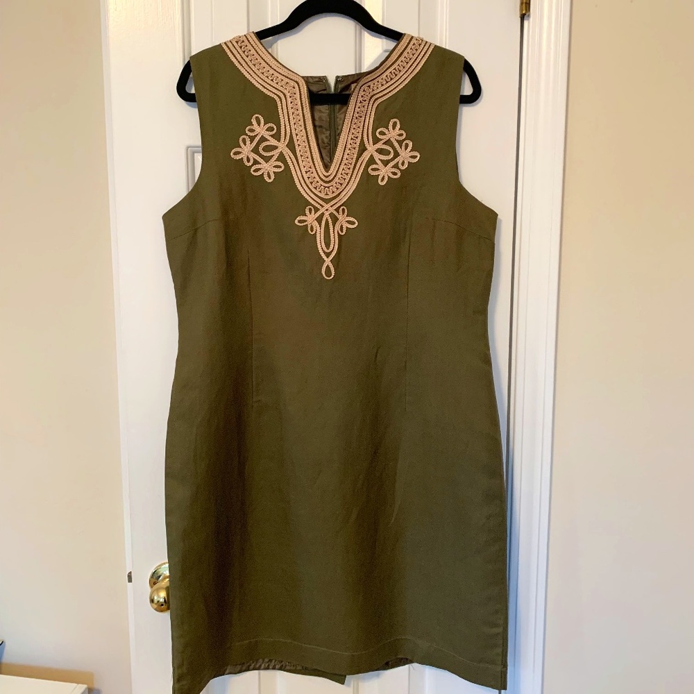 NWT!  APPRAISAL Sleeveless Olive Fully-lined Sheath, SZ 16 - Picture 2 of 14